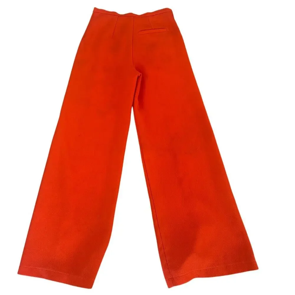 Rodebjer Orange Wide Leg Pant XS Trouser High Rise Split Hem Pleat Designer $345 - Picture 12 of 13